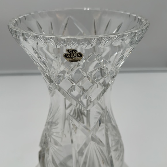 Vintage Wara Lead Crystal Hand Cut Clear Vase West Germany Star of David - Picture 6 of 16